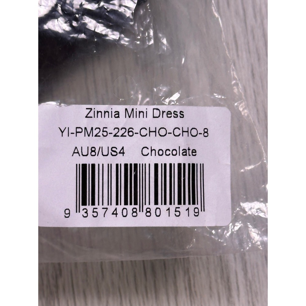 Peppermayo Zinnia Mini Dress Chocolate Brown Lace Trim Long Sleeve US 4 NEW - Picture 7 of 7